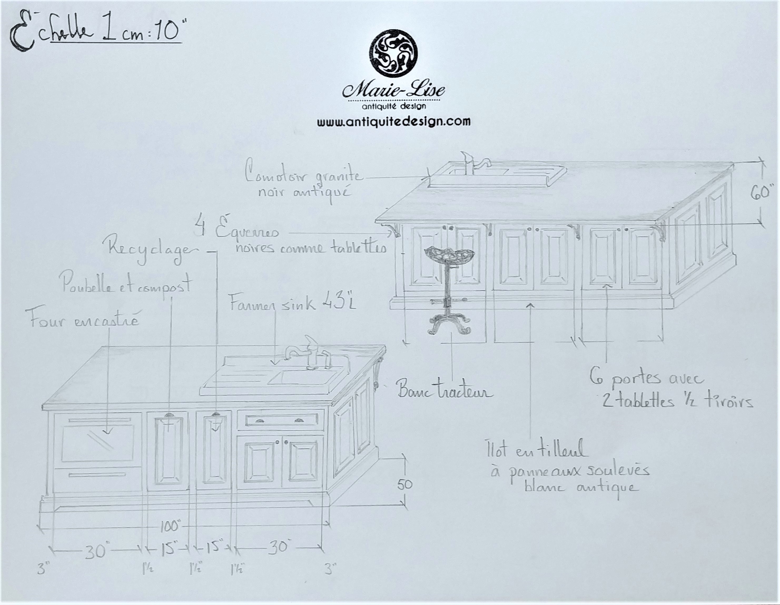 Cuisine blanc antique à Sainte-Adèle