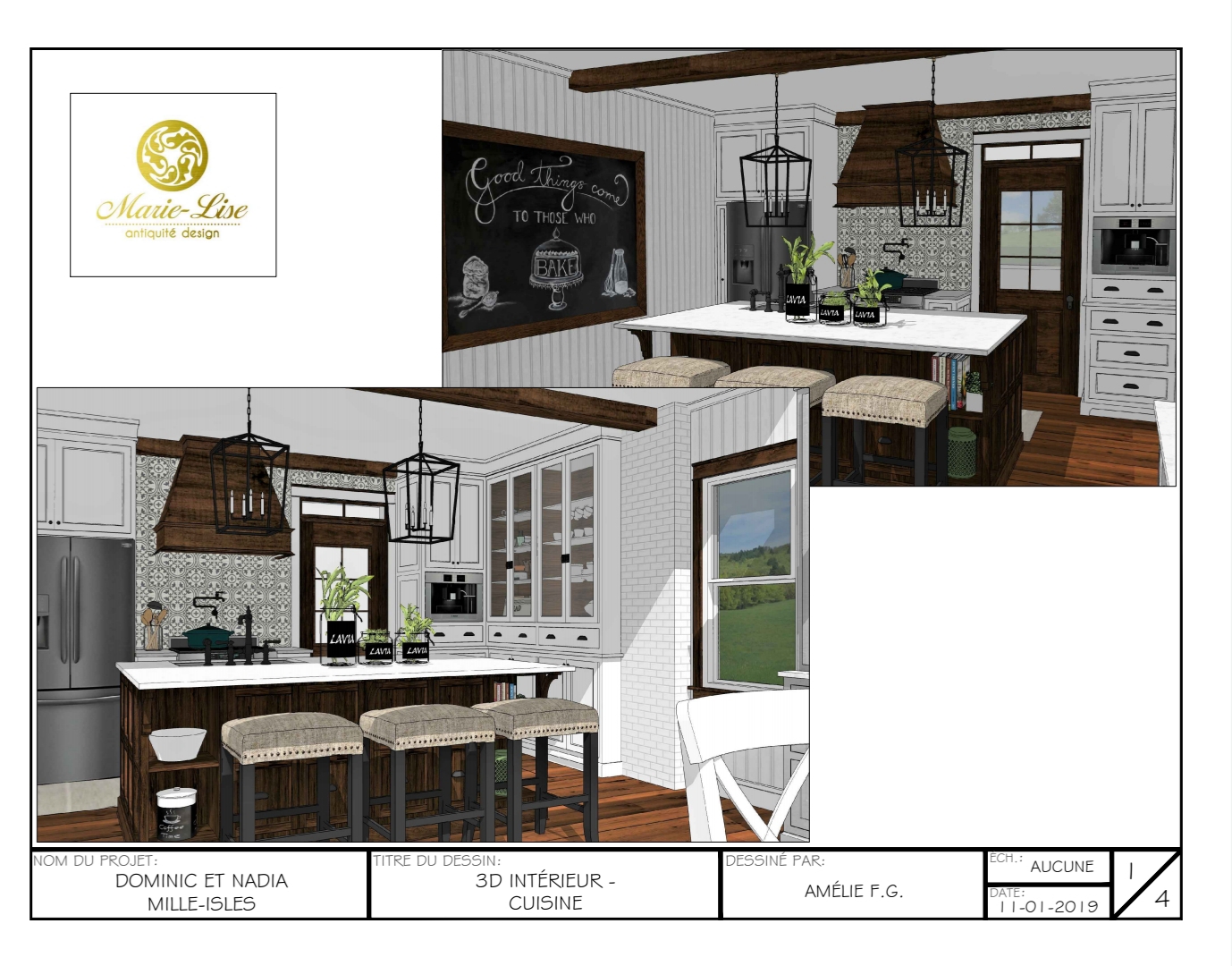 Cuisine style farmhouse à Mille-Isles