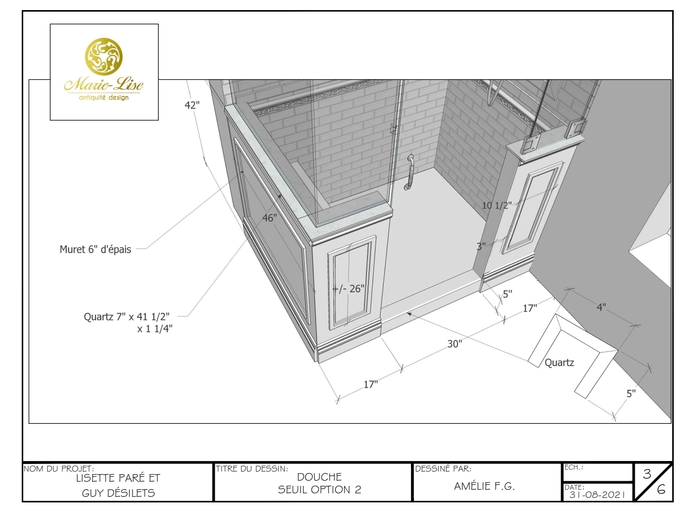 Plans 3D de salle de bain et walk-in style victorien