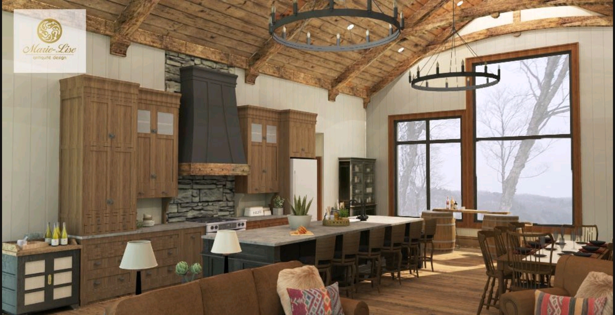 Design intérieur complet pour un chalet de montagne dans les Laurentides