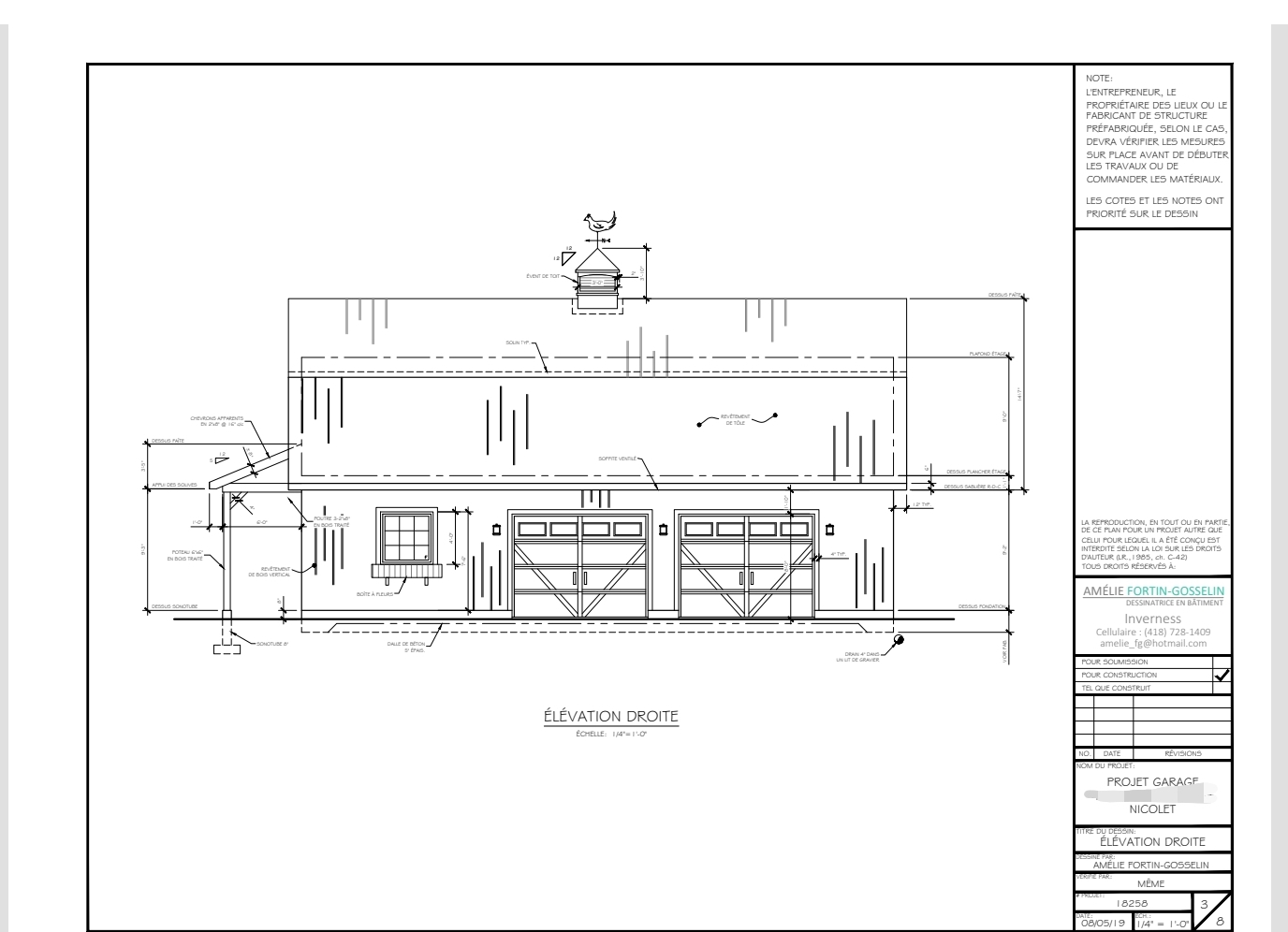 Fermette avec garage en bois de grange récupéré