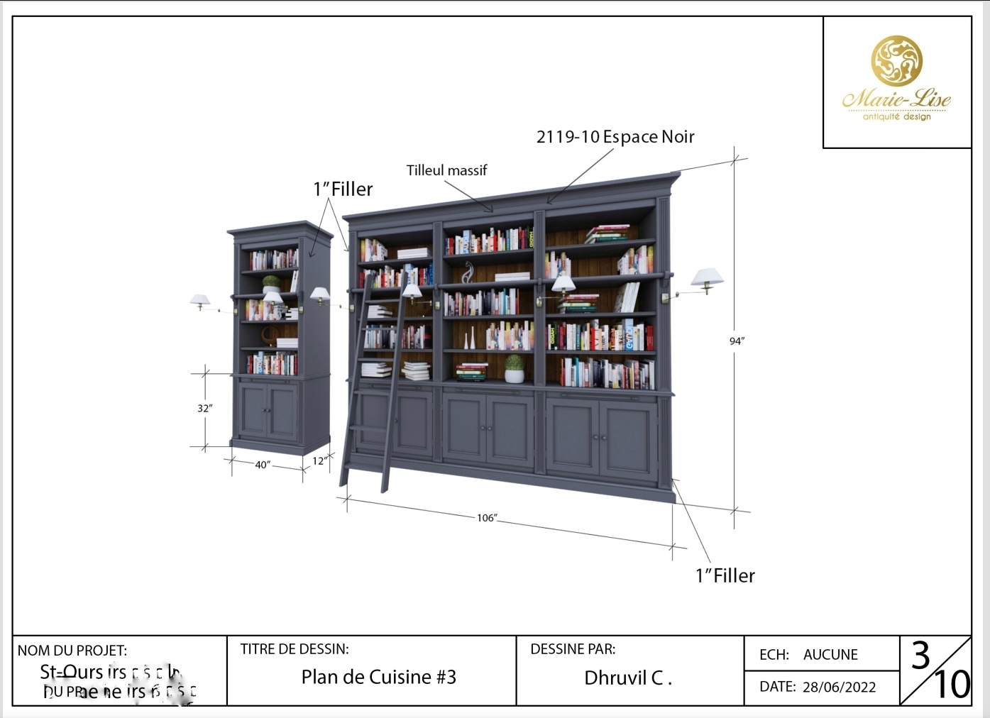 Bibliothèque en bois massif