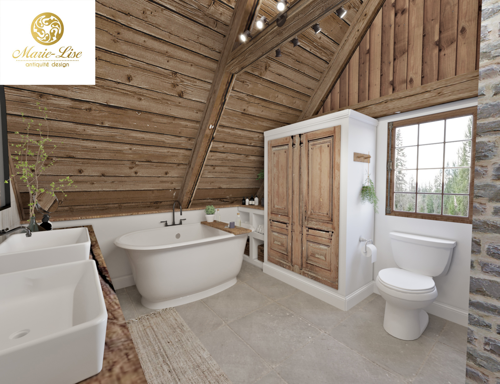 Vanité en bois antique l'Acadie