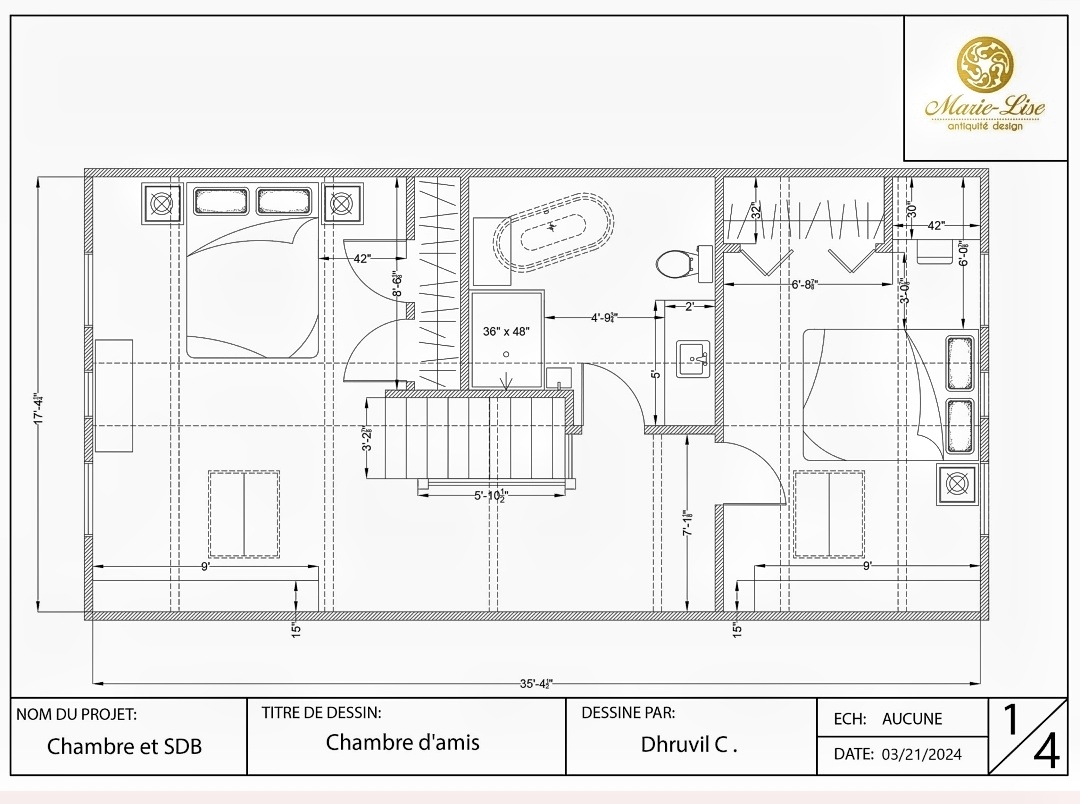 Chambres d'amis et salle de bain restaurées à l'ancienne